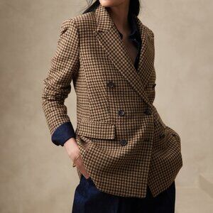 Banana Republic Modern Wool Blazer, Brown Multi, Size 2